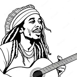 Bob Marley With Guitar Coloring Page 37283-29982