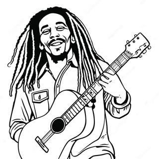 Bob Marley With Guitar Coloring Page 37283-29983