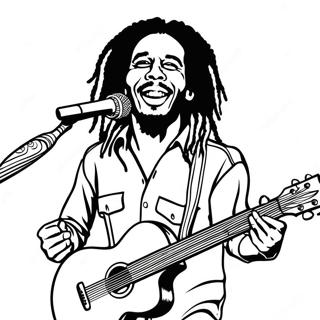 Bob Marley With Guitar Coloring Page 37283-29984