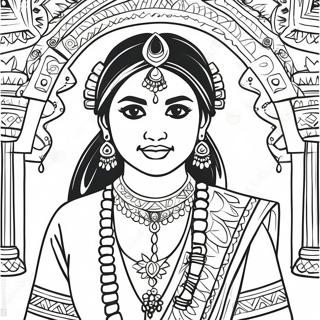 Indian Girl In Traditional Dress Coloring Page 37292-29988