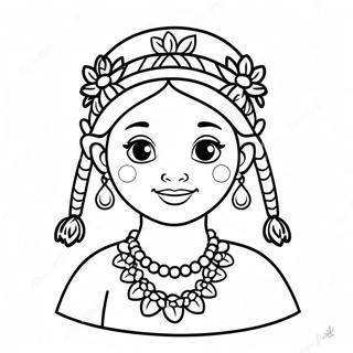 Cute Indian Girl With Flower Garland Coloring Page 37293-29991