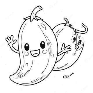 Cute Cartoon Chili Pepper Coloring Page 37313-30004