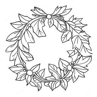 Festive Holly Wreath Coloring Page 37323-30010