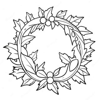 Festive Holly Wreath Coloring Page 37323-30011