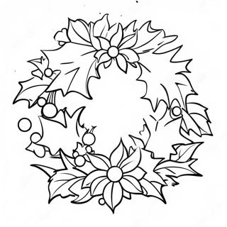 Festive Holly Wreath Coloring Page 37323-30012