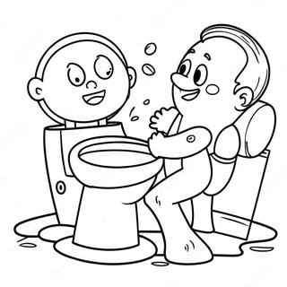 Toilet Bound Characters In Action Coloring Page 37353-30032