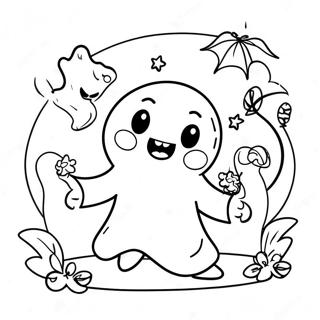 Adorable Ghosts Trick Or Treating Coloring Page 37363-30041