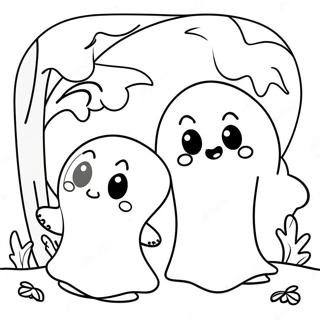 Adorable Ghosts Trick Or Treating Coloring Page 37363-30042