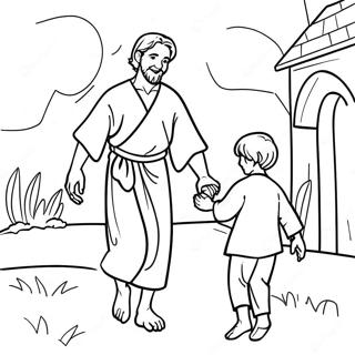 Joyful Prodigal Son Returning Home Coloring Page 37393-30068