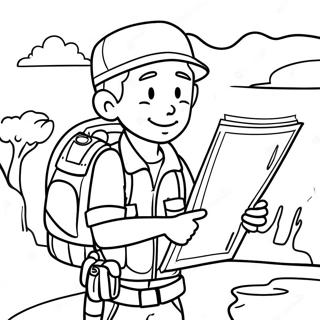 Adventurous Explorer With A Map Coloring Page 37403-30074