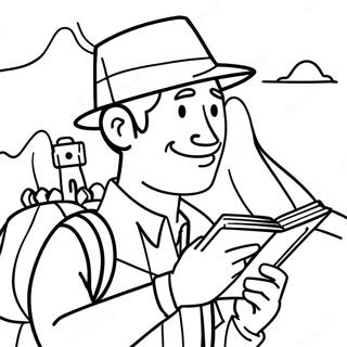 Adventurous Explorer With A Map Coloring Page 37403-30076