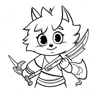 Male Anime Wolf Boy With Sword Coloring Page 37452-30110