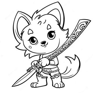 Male Anime Wolf Boy With Sword Coloring Page 37452-30111