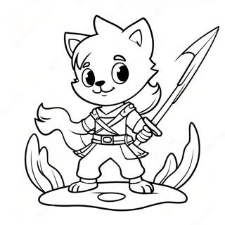 Male Anime Wolf Boy With Sword Coloring Page 37452-30112