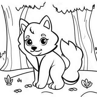 Cute Male Anime Wolf Boy In Forest Coloring Page 37453-30114