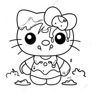 Cute Zombie Hello Kitty Coloring Page 37473-30131