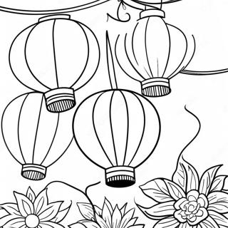 Colorful Lanterns In A Festival Coloring Page 37513-30165