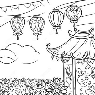 Colorful Lanterns In A Festival Coloring Page 37513-30167