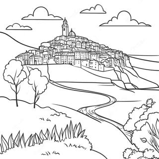 Beautiful Italian Landscape Coloring Page 3752-3091