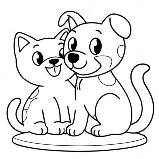 Playful Cat And Dog Coloring Page 37563-30201