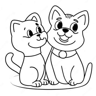 Playful Cat And Dog Coloring Page 37563-30202