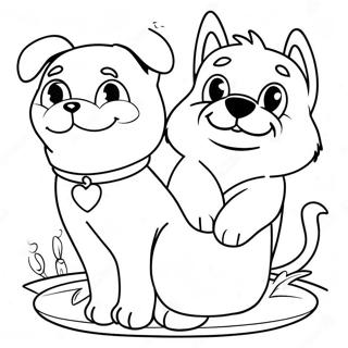 Playful Cat And Dog Coloring Page 37563-30204