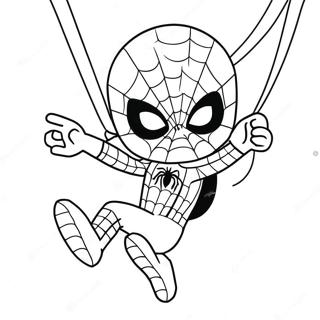 Cute Chibi Spiderman Swinging Coloring Page 37573-30209