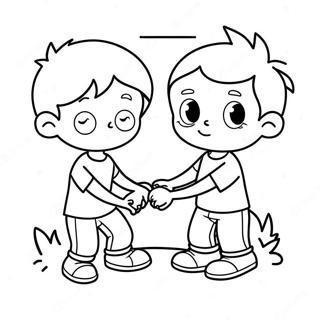 Cute Brothers Playing Together Coloring Page 37623-30250