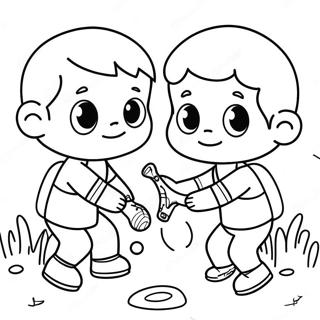 Cute Brothers Playing Together Coloring Page 37623-30252