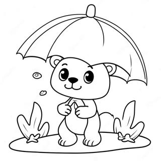 Cute Gloomy Bear With Umbrella Coloring Page 37643-30278