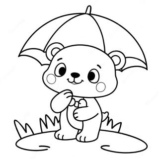 Cute Gloomy Bear With Umbrella Coloring Page 37643-30279