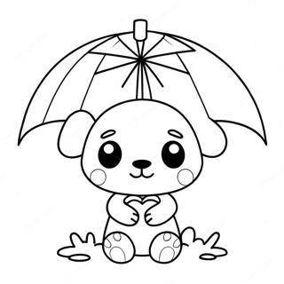 Cute Gloomy Bear With Umbrella Coloring Page 37643-30280