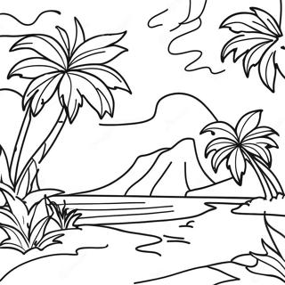 Hawaii Tropical Landscape Coloring Page 37652-30266