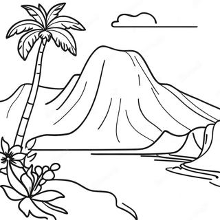 Hawaii Tropical Landscape Coloring Page 37652-30267