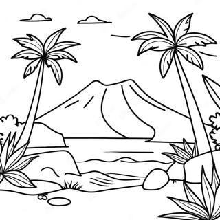 Hawaii Tropical Landscape Coloring Page 37652-30268