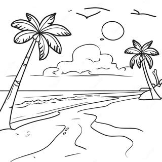 Hawaii Sunset Beach Coloring Page 37653-30269