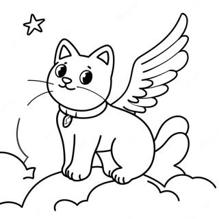 Playful Winged Cat In The Sky Coloring Page 37663-30281