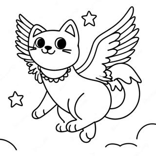 Playful Winged Cat In The Sky Coloring Page 37663-30282