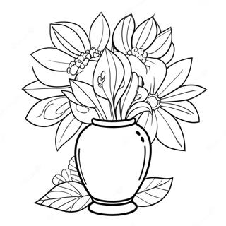 Beautiful Flowers In A Vase Coloring Page 37692-30303