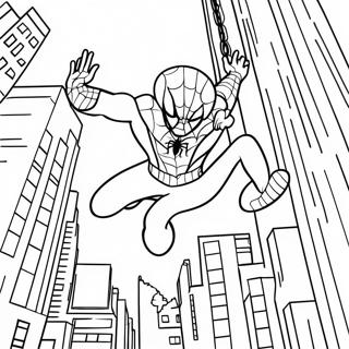 Spiderman Swinging Through The City Coloring Page 37713-30318