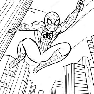 Spiderman Swinging Through The City Coloring Page 37713-30320