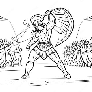 Z Achilles Battling In The Arena Coloring Page 37723-30330