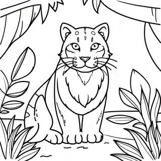 Majestic Wildcat In The Jungle Coloring Page 37803-30394