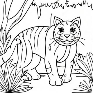 Majestic Wildcat In The Jungle Coloring Page 37803-30396