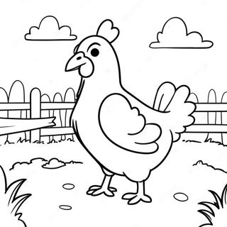 Cartoon Chicken In A Farmyard Coloring Page 37933-30494