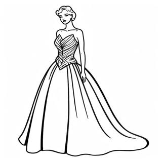 Elegant Evening Gown Fashion Coloring Page 37993-30543