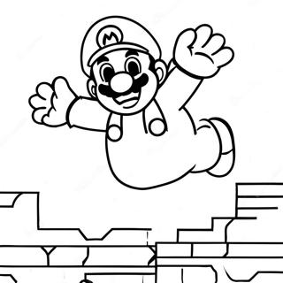 Colorful Super Mario Jumping Coloring Page 38023-30572