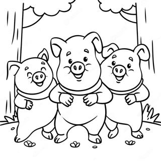 Happy Three Little Pigs Coloring Page 3802-3134