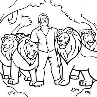 Brave Daniel Facing The Lions Coloring Page 38073-30612