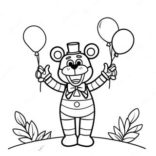 Fnaf Puppet With Colorful Balloons Coloring Page 38093-30628